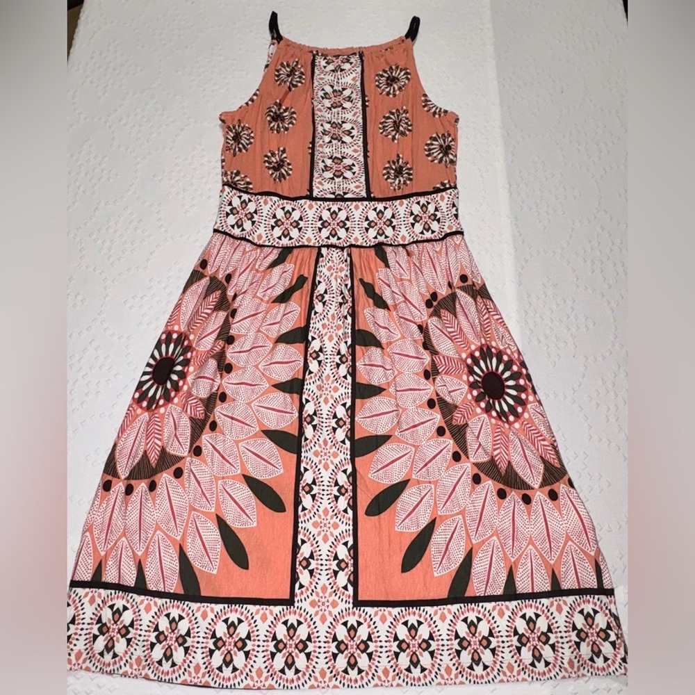 VENUS Boho Dress Women Medium Sleeveless Tribal Floral Print Viscose Stretch
